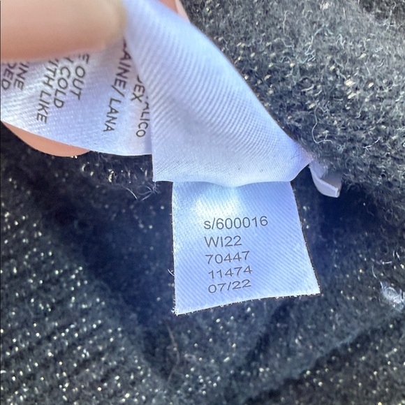 LOFT Black Metallic Sweater Dress with Rhinestone Button Detail - Picture 6 of 6